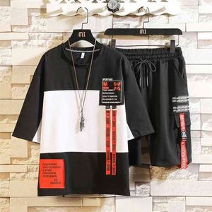 Mode Stijlen Heren Sets Hip Hop Kleding Streetwear Summer Outfit Mannelijke T-shirt en Pant Two Pieces Hiphop Set Maat 3XL 210722