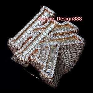 Los estilos de moda pasan el probador de diamantes plateado chapado en oro Vvs Moissanite Dimoand personalizado Hip Hop hombres Pinky Diamond Iced Out Ring