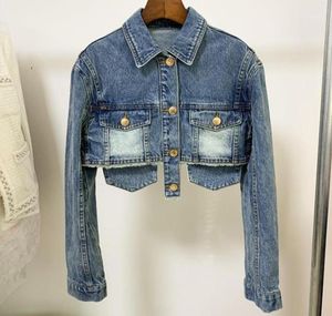 Mode stijlvol designer jas dames039s franing crop denim short jackets7861994