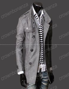Mode stijlvolle Men039S Trench Coat Winter Jacket Heren Midlong Slim Double Breasted Coat Overjas Wollen Outerwear MXXXL N9996575