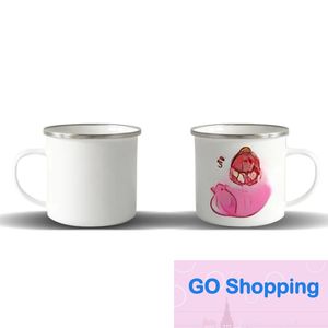 Tasse à café en émail par Sublimation de mode 12oz tasse de Camping tasse à café en métal blanc gobelets en acier émaillé expédition maritime