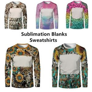 Mode sublimatie t -shirt spaties Leer herfst herfst lange mouw t -shirt polyester hoodies faux gebleekte volwassen kinderen voor aangepast logo b1028