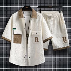 Modepakken Heren Jeugd Leisure Street Fashion Shirt en Shorts Set Men Men Clothing Printing Casual Outfits Summer 240527
