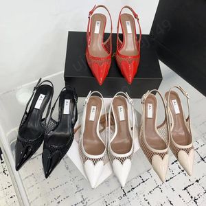 Fashion Summer Marques pointues Pompes Slingback Stiletto Chaussures Femmes Hasp High Heels Sling Back Back With Box Taille 35-42