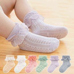 Moda Summer Children Algodón delgado Princesa Calcetines Baby Girls Sweet Breathable Mesh Lace Socks Clothing Accesorios J220621