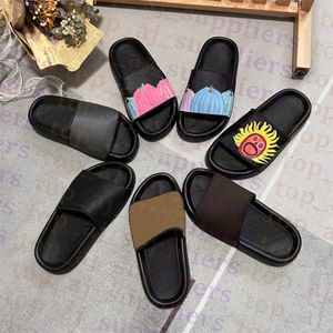 Moda Summer Flat Designer Sandals Sluys Sluys Sluys para mujer Eclipse oscuro Macassar Yayoi Kusama Beige Beige Beige Canvas de goma Sandalia