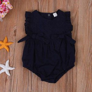 Fashion Summer Girl Jumpsuits Pasgeboren babymeisjes Bowknot Romper Hollow Out Jumpsuit Dessen G220521