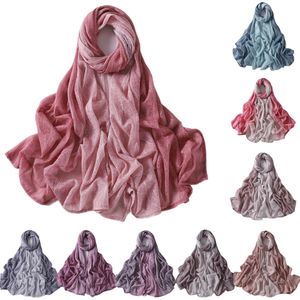 Fashion Summer Gradiënt Moslim vrouwen Tulband Chiffon Hijab SCRANF Islamitische Arabische sjaal Wrap Hoofdkleding klaar om sjaals te dragen