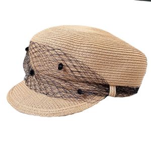 Fashion Summer Hat pour femmes Chapeau de paille en maille Polka Dots SBOY CAP SORN SORN CAP PAPIED CAPAURE CURVE BRIM BEACH CHAT SUN Protection 240528