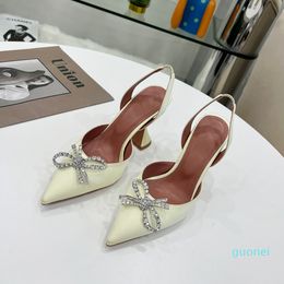 Mode été talons hauts designer de luxe sandales femmes Baotou surface de soie 10cm arc creux diamant pointu femmes chaussures c6636