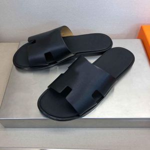 Fashion Summer Izmir Sandals Chaussures Calfskin en cuir en cuir Men de ganters Slip on Slide Slide Flats's Boy's Flip Flops Sandalias EU38-46 Boîte d'origine