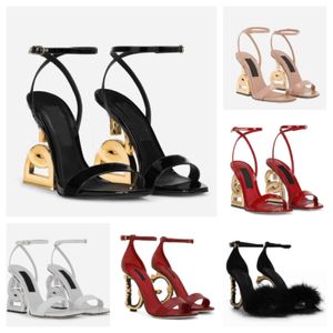 Mode été marques de luxe en cuir verni sandales chaussures femmes talon pop plaqué or carbone nu noir rouge pompes gladiateur sandalias avec boîte EU35-43