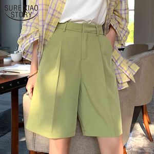 Mode zomerzakken Casual Streetwear hoge taille met riem losse wijde been shorts vrouwen 11312 210415