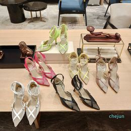 Mode-zomer sandalen strass mesh puntige lakleer cross gesp Baotou stiletto hoge hakken sandalen vrouwen