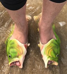 Fashion Summer Shoes Men Sandales Slippers Funny Splippers Adult Mens Fish Flip Flops Sandals Rubber Beach Breathable Nouveauté Slippers2554215