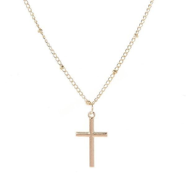 Mode été chaîne en argent croix collier petit or bijoux religieux cadeau pour les femmes en gros