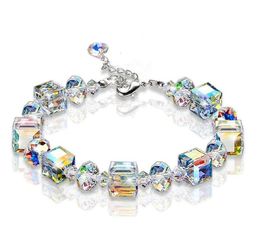 Mode été carré cristaux lien chaîne extensible bracelets porte-bonheur pour les femmes réglable fête bijoux Pulseras Mujer