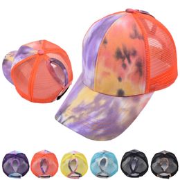 Fashion Summer Women Tie-Dye Baseball Caps Ponytail Mesh Ademende Caps Vrouwelijke Outdoor Snapback Hip Hop Hats VerstelbaarXDJ225