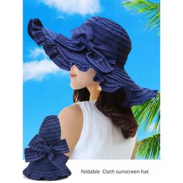 Fashion Summer Womens Hat Gran Rim Sun protector solar Playa plegable Cool UV Protection Mask Mask Panamá Hat240409