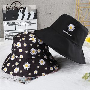 Fashion Sun Hat Men Women Double Sided Dauzy Print Fisherman Caps Cotton Hip Hop Panama Cap Femme Studenten Paren Emmer Hat2924