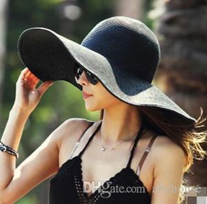 Fashion Sun Hat Women039s HAPPY HAPPY pliable large largeur bordure pnempy seau Summer plage de plage de soleil chapeau paille Cap8734347