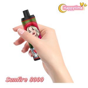 Fashion Sunfire 8000 Puffs DTL Disposable Vape Pen 18ML Préfaisé 600mAh USB RECHARGE AIrflow Airflow Electronic Cigarette Device 0% 2% 3% 5% d'usine directe