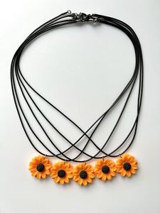Fashion Sunflower Choker ketting voor vrouwen schattige bloem parel hanger Lady Girls Party Sieraden Accessoires Charm cadeau 240511