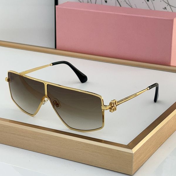 Lunettes de soleil de mode Designer MM Top Gold Lunes Euro American Trend Geometrically Shaped Flat Cadre Metal Frame Grand cadre Goggles UV400 Shades avec boîte d'origine