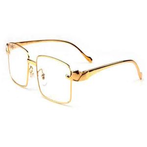 mode zonnebril voor herenrandloze buffelhoornglazen goud zilver mentaal luipaard frame hoogwaardige zonnebril lunettes gafas de sol 283a
