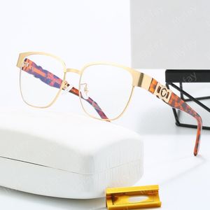 Lunettes de soleil de mode pour femmes Lunettes de soleil de créateurs pour hommes Campus Style Eyewear Gold Malf-Frame Sun Glass Transparent Lens Eyeglass with Box -3