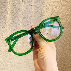 Lunettes de soleil de mode Cadres 2021 Lunettes optiques surdimensionnées Cat Eye Cadre Designer Riz Rond Femme Transparent Vert Lunettes261q