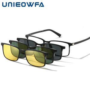 Marcos de gafas de sol de moda 3 unids clip magnético polarizado en gafas hombres marco óptico gafas graduadas marco masculino miopía visión nocturna clip gafas de sol 231215