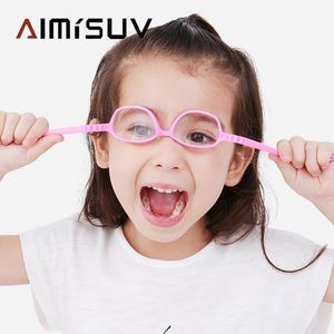 Mode Zonnebril Frames Aimisuv 2021 Ultralight Siliconen Glazen Frame Kids Ronde Optical TR90 Flexibele heldere bril Kinderen UV400