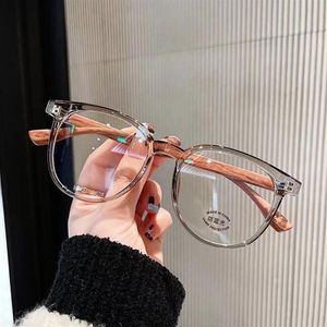 Mode Zonnebril Frames Anti Blauw Licht Bril Retro Houten Been Optische Frame Vintage Vrouwen Transparante Lens Recept Eyewear278C