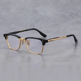 Cadres de lunettes de soleil de mode Arrive Vinatge Black Golden Lunes Frame Square Type for Men DTX132 Classic Business Style Myopia Eyeglass 231218