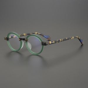 Mode zonnebrillen frames merk voor mannen Japanse handgemaakte schildpad groene matte acetaat ovale glazen frame myopia bril
