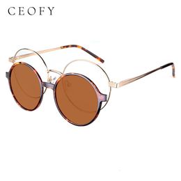 Mode lunettes de soleil cadres Ceofy rond élégant Clip sur lunettes de soleil polarisées femmes hommes rétro marque concepteur lunettes cadre magnétique multifonction CD6816 230818