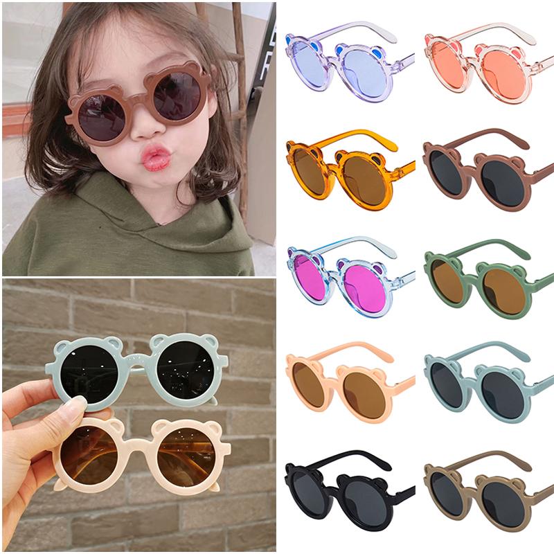 Moda güneş gözlüğü çerçeveleri sevimli çizgi film ayı güneş gözlükleri çocuklar için kızlar kızlar kenarsız şeffaf anti-parlama moda erkek kız