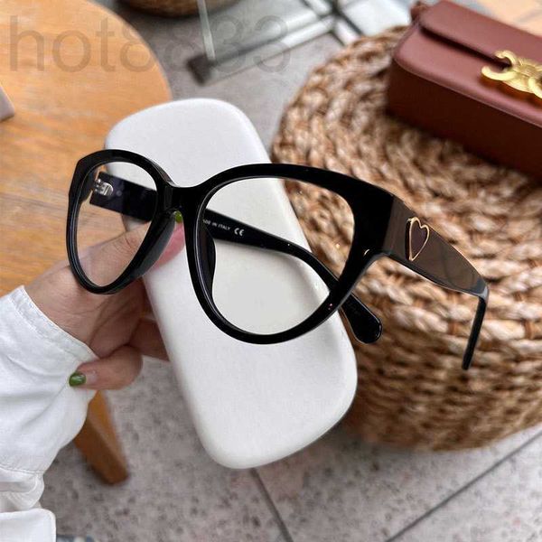 Monturas de gafas de sol de moda Diseñador Cat Eye Love Gafas de luz plana La montura se puede combinar con gafas de miopía, pantalla de cara pequeña, montura redonda, tendencia caliente HHNB