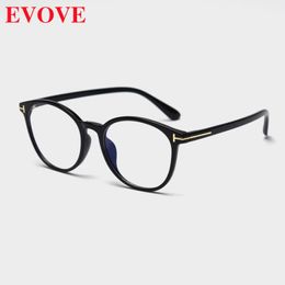 Mode Zonnebril Frames Evove Ronde Brillen Mannen Vrouwen TR90 Brilmontuur Man Zwart Schildpad Transparante Brillen Nep Voor Optic bijziendheid L