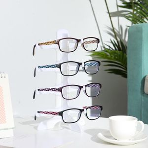 Mode zonnebrillen frames bril display staat plastic glazen plank houder aanrecht op opslagrek ruimte reddende tentoonstelling organisator