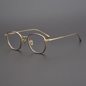 Monturas de gafas de sol de moda, gafas graduadas cuadradas de titanio hechas a mano para hombres y mujeres, montura de gafas ópticas para miopía, Retro de Japón