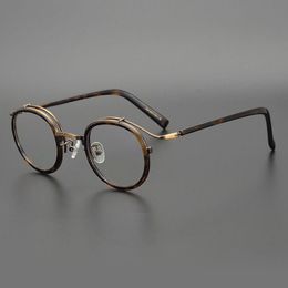 Mode zonnebrillen frames Japanse handgemaakte designer Men Glazen frame retro ronde gouden draad titanium ultralight myopia brillen