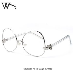 Mode Zonnebril Frames Licht- Literaire Ronde Frame Studie Plain Glas Clear Transparent Pearl Optical Glasses Eyewear Brillen