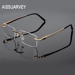 Mode Zonnebril Frames Heren Bril Titanium Randloze Merk Designer Brillen Recept Topkwaliteit Brillen Gouden Business 2880