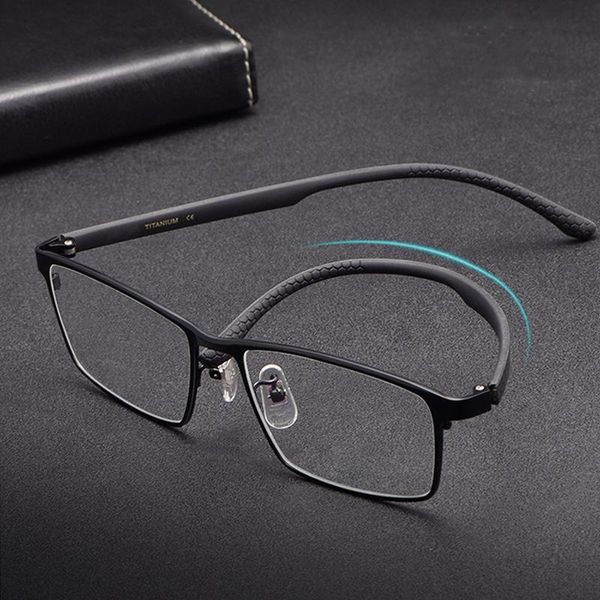 Lunettes de soleil de mode Frames de lunettes de titane pur pour hommes Business Fibre de carbone ultraliers Prescription optique complète