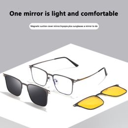 Mode zonnebrilmonturen Metaal 3 in 1 stijl Magneet Clip-on brilmontuur Trend Gepolariseerde zonnebril voor heren Optische computerbril UV400 230830