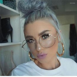 Mode Zonnebril Frames Oversized Ronde Bril Vrouwen Mannen Metalen Grote Grote Cirkel Optische Frame Brillen Bril Brillen Belo22