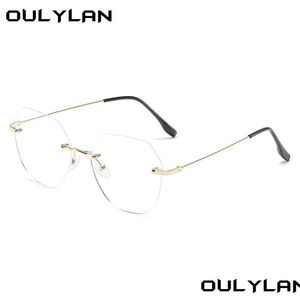 Mode zonnebrilmonturen Oylan metalen frame transparante bril heren dames blauw licht blokkerende brillen randloze brillen heldere lenzen Dhflr