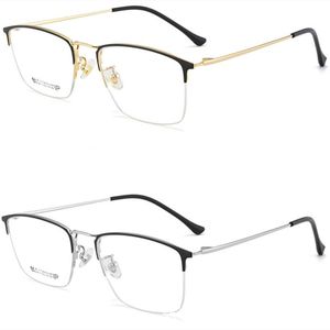 Mode Lunettes de soleil Cadres Pure Titanium Half Rim Spectacle Hommes À La Mode Lunettes De Vue Dames Lumière De Luxe Art Myopie Lunettes 801